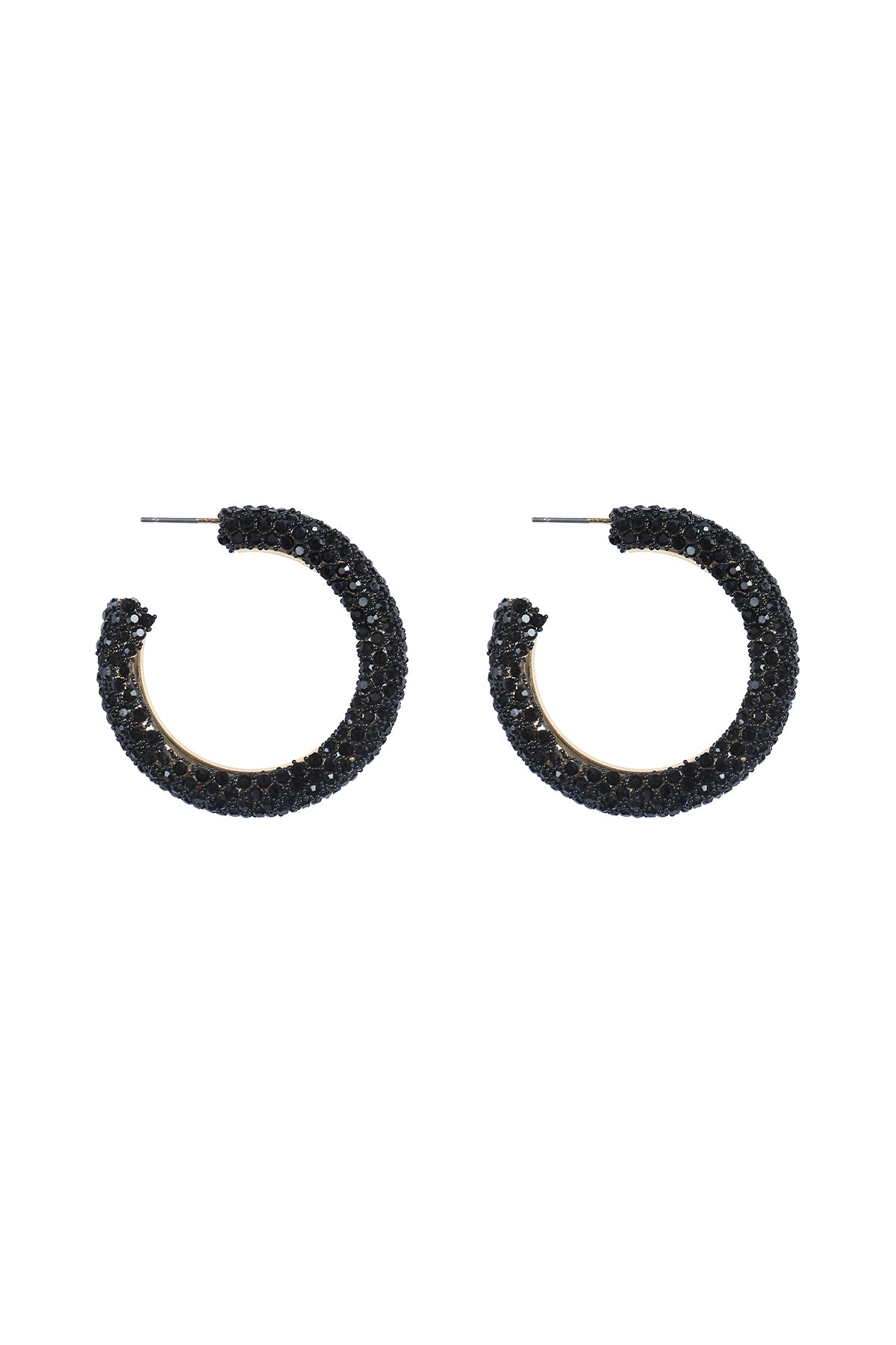 Colored Pave Rhinestone Hoop Earrings