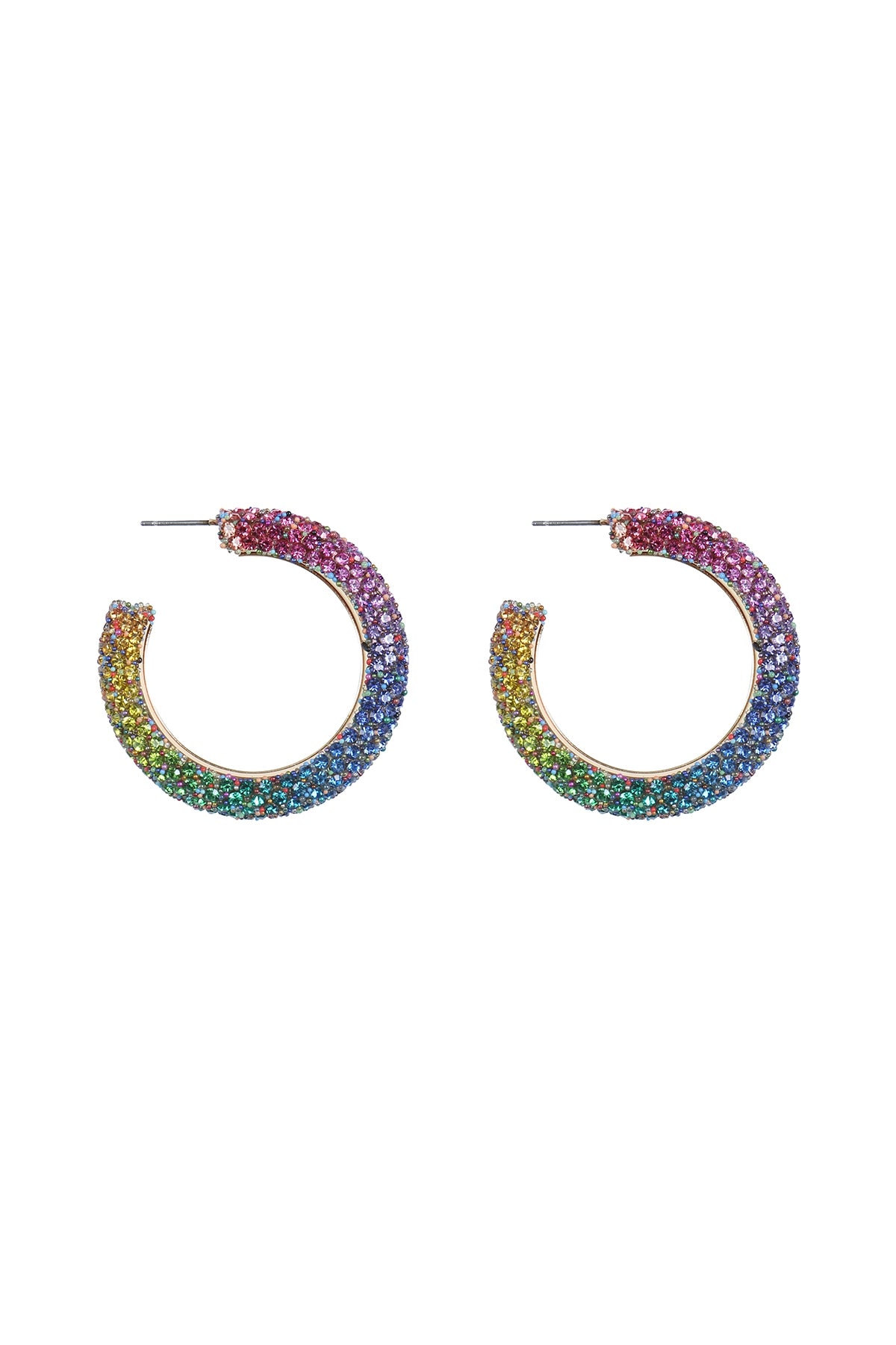 Colored Pave Rhinestone Hoop Earrings