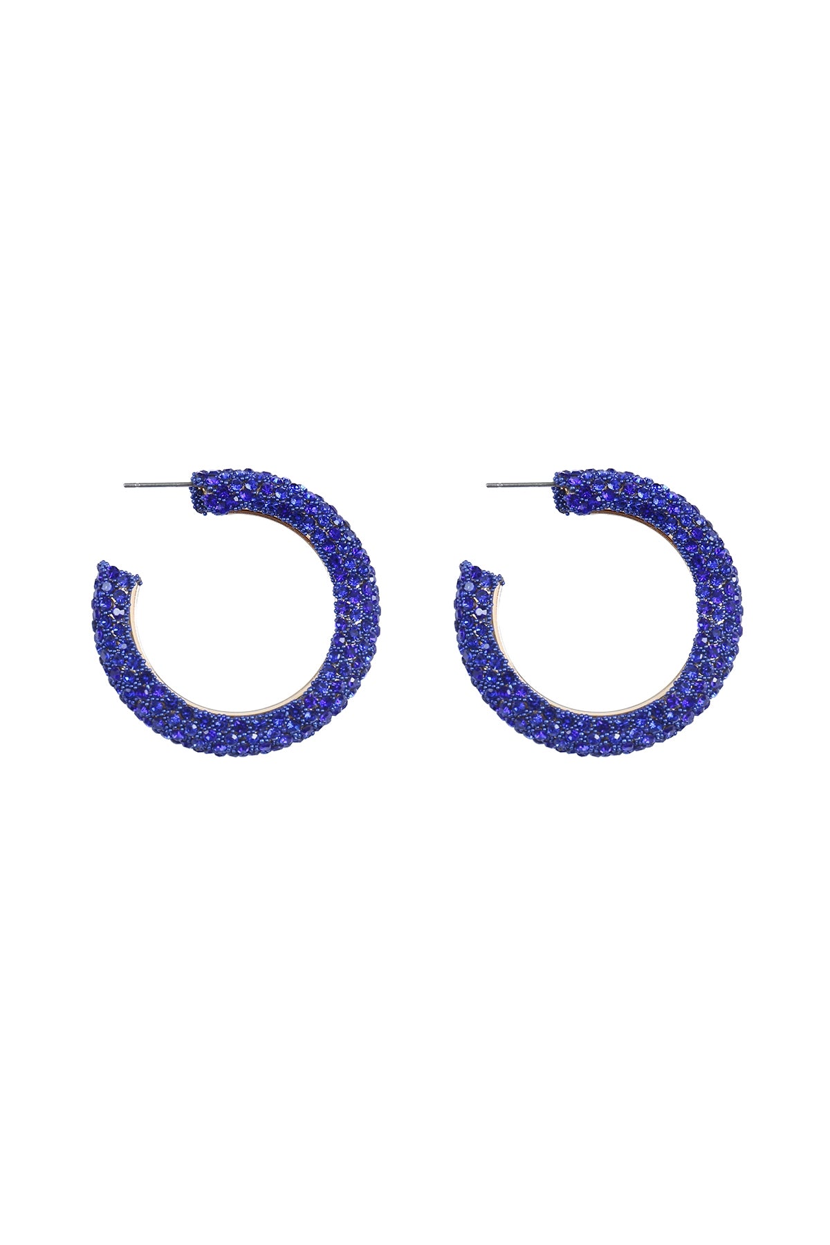 Colored Pave Rhinestone Hoop Earrings