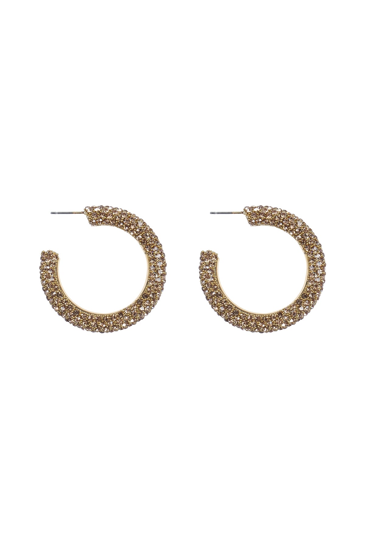 Colored Pave Rhinestone Hoop Earrings