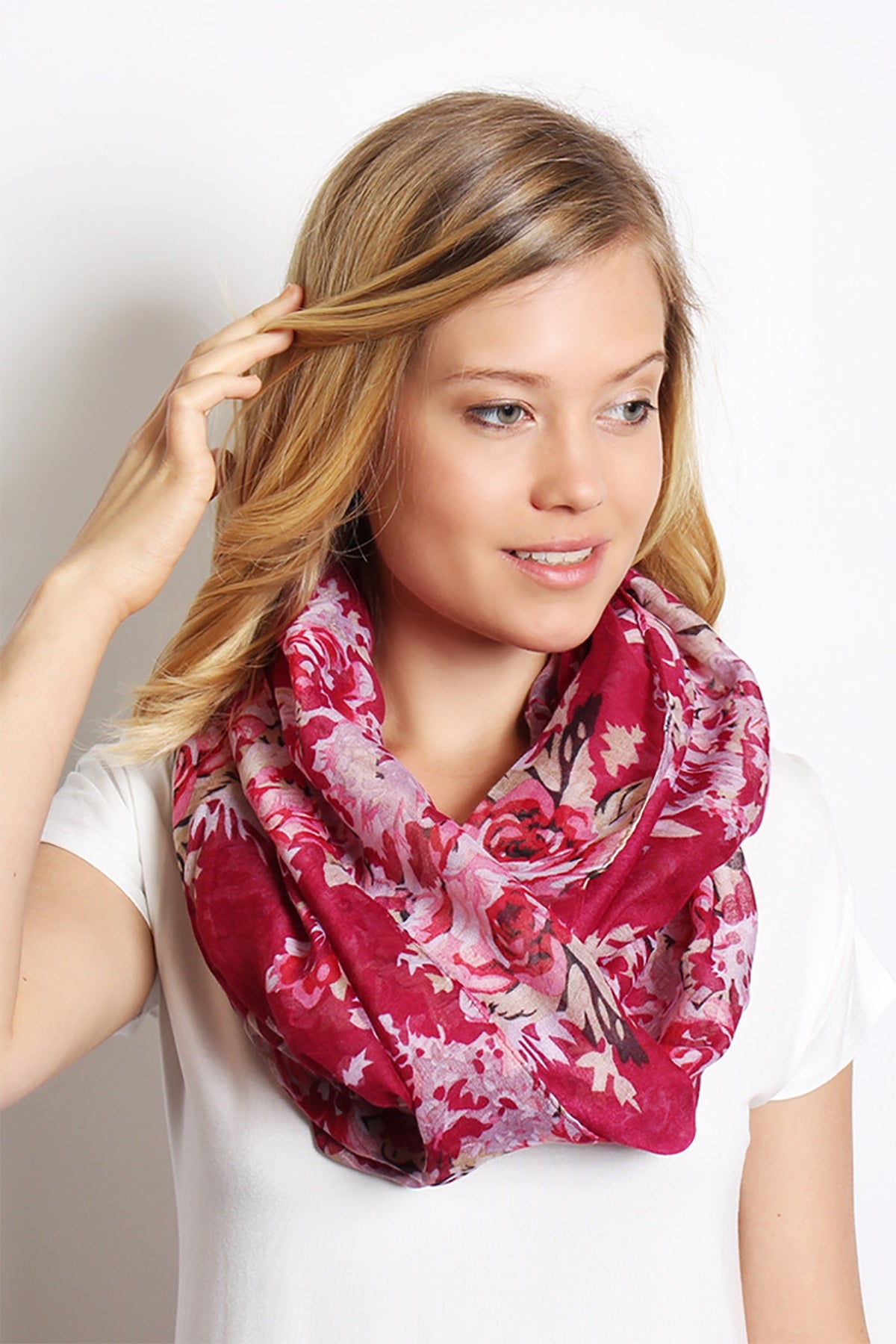 Burgundy Floral Infinity Scarf