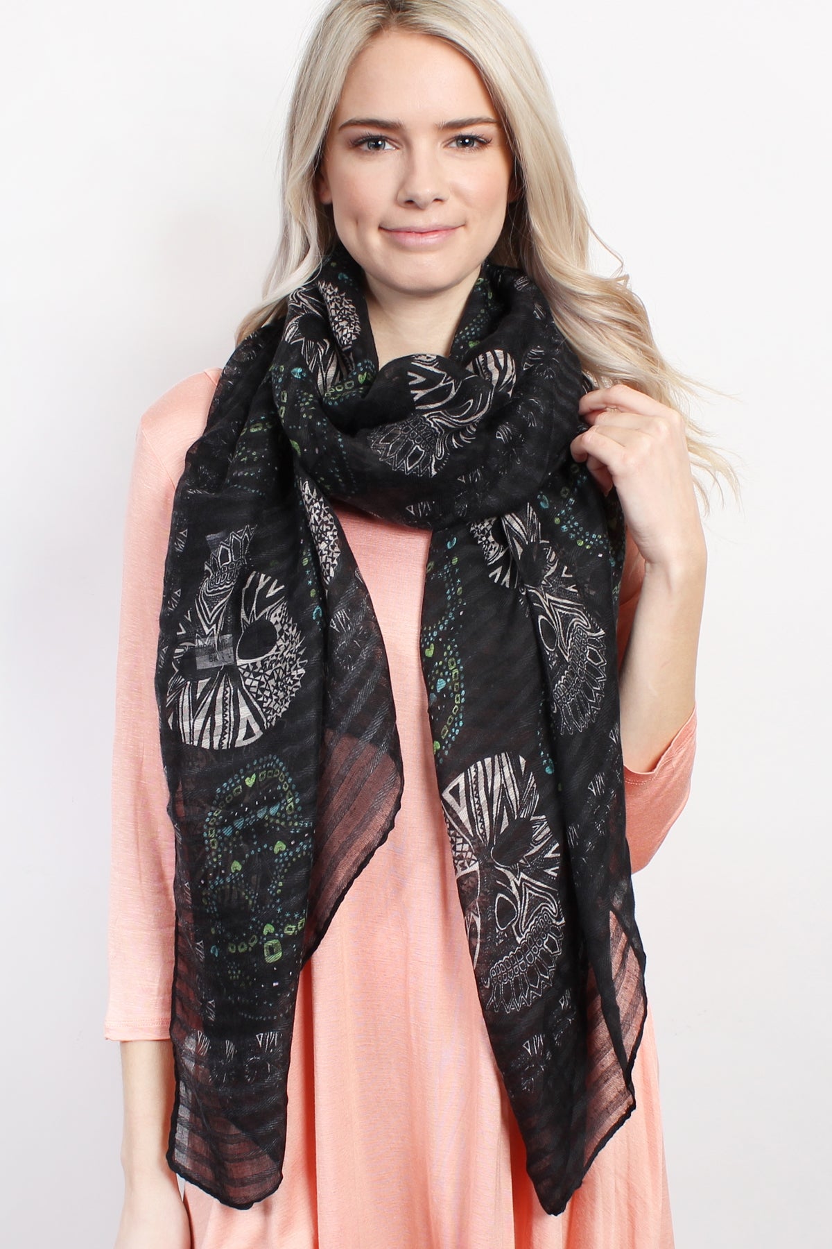 (Holloween) Oblong- Sugar Skull Scarf