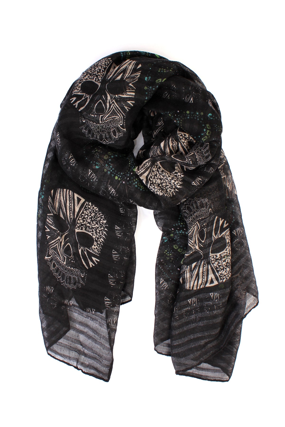 (Holloween) Oblong- Sugar Skull Scarf