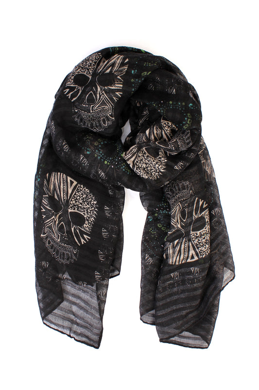 (Holloween) Oblong- Sugar Skull Scarf