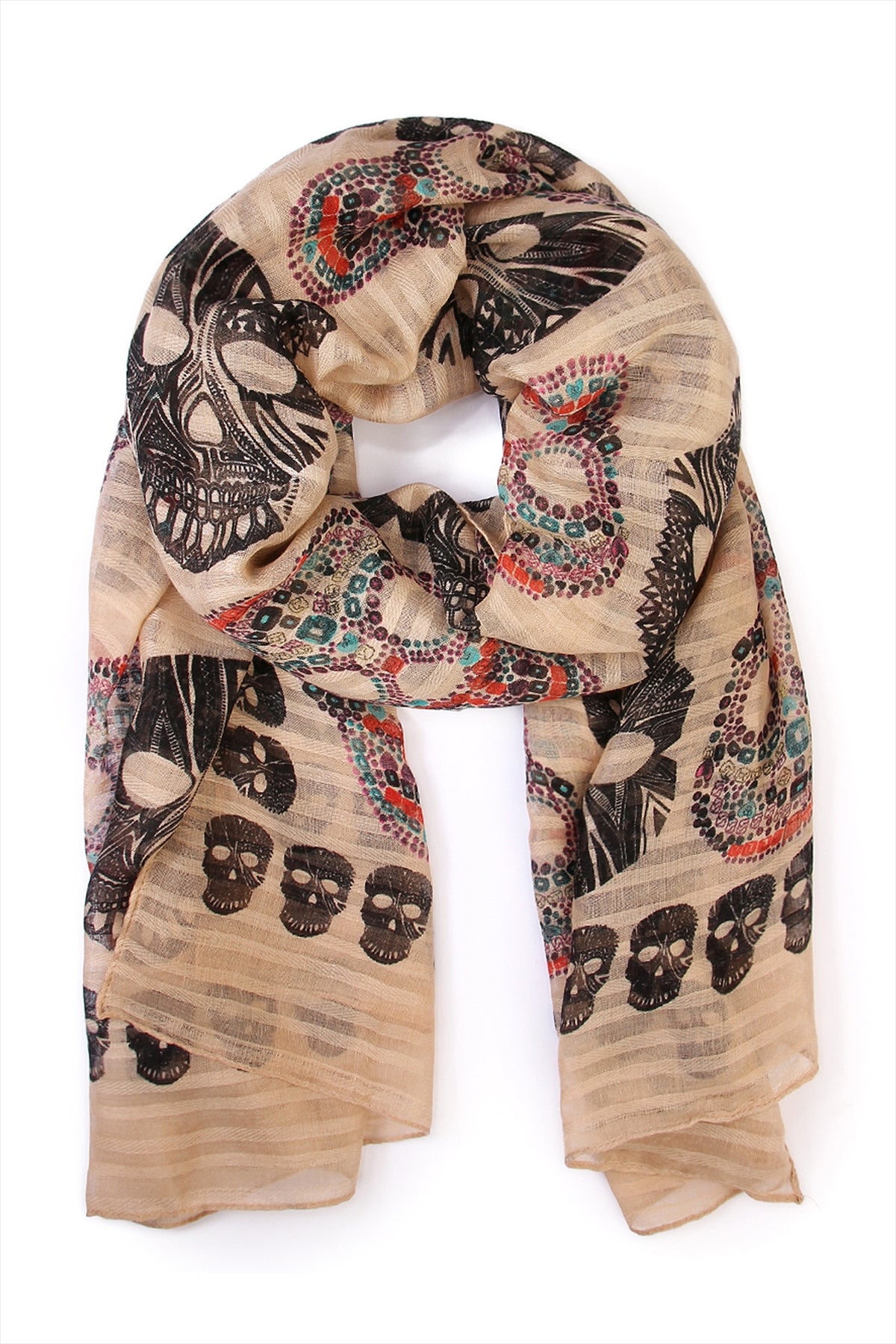 (Holloween) Oblong- Sugar Skull Scarf