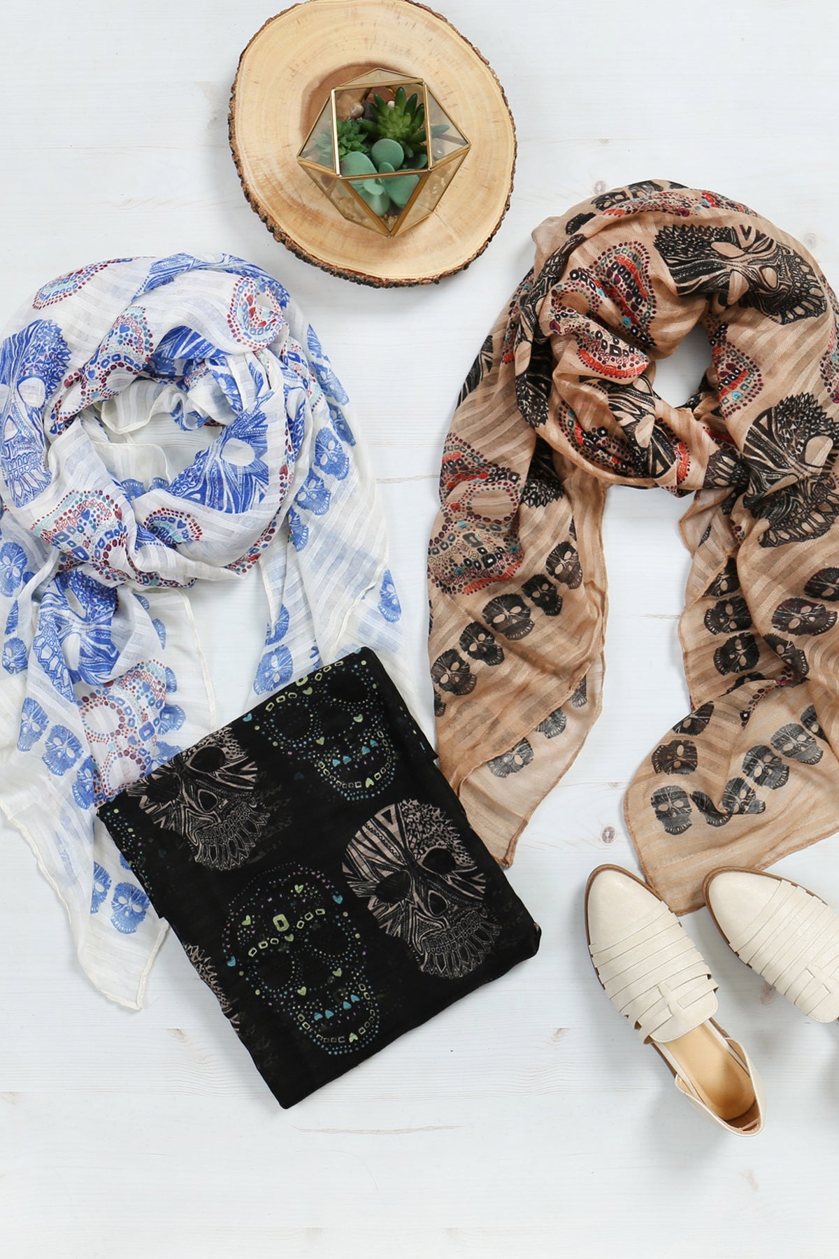 (Holloween) Oblong- Sugar Skull Scarf