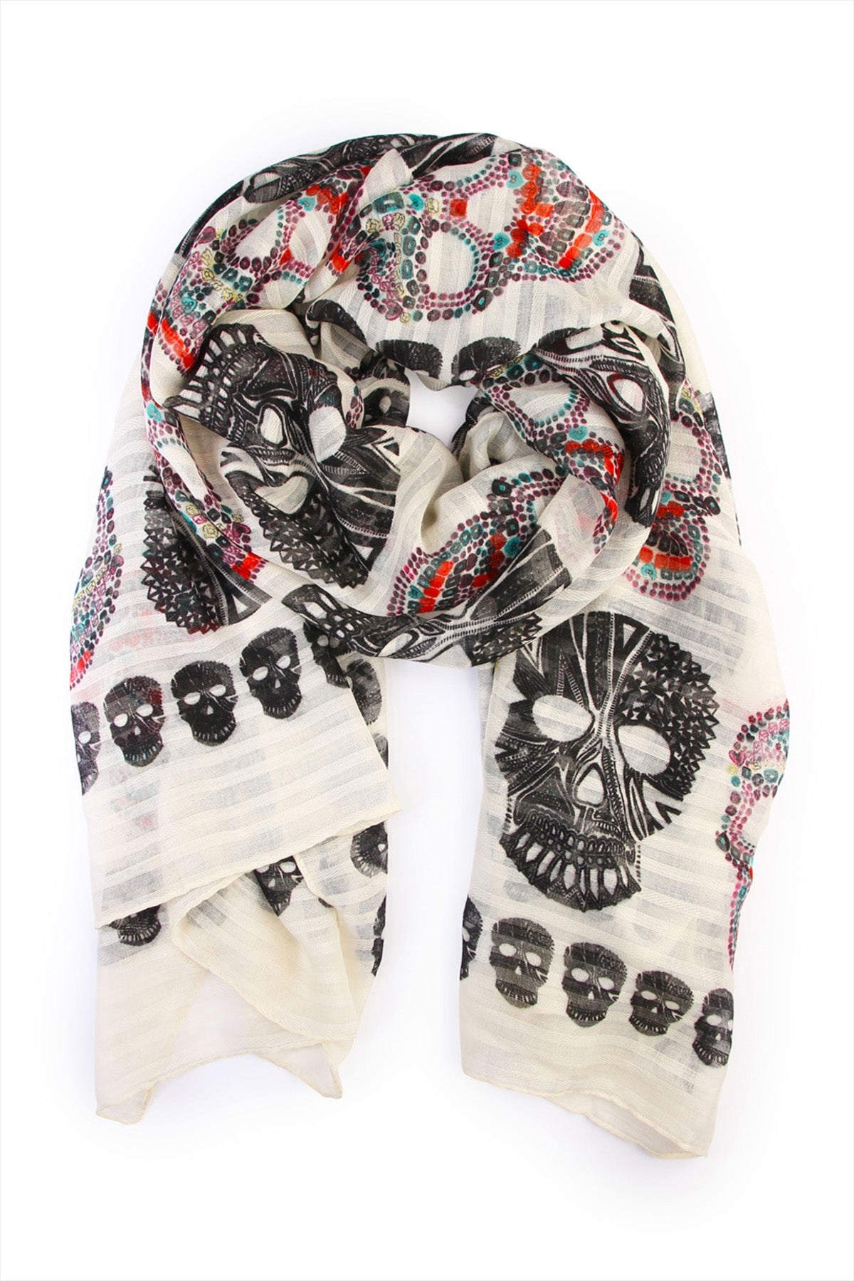 (Holloween) Oblong- Sugar Skull Scarf