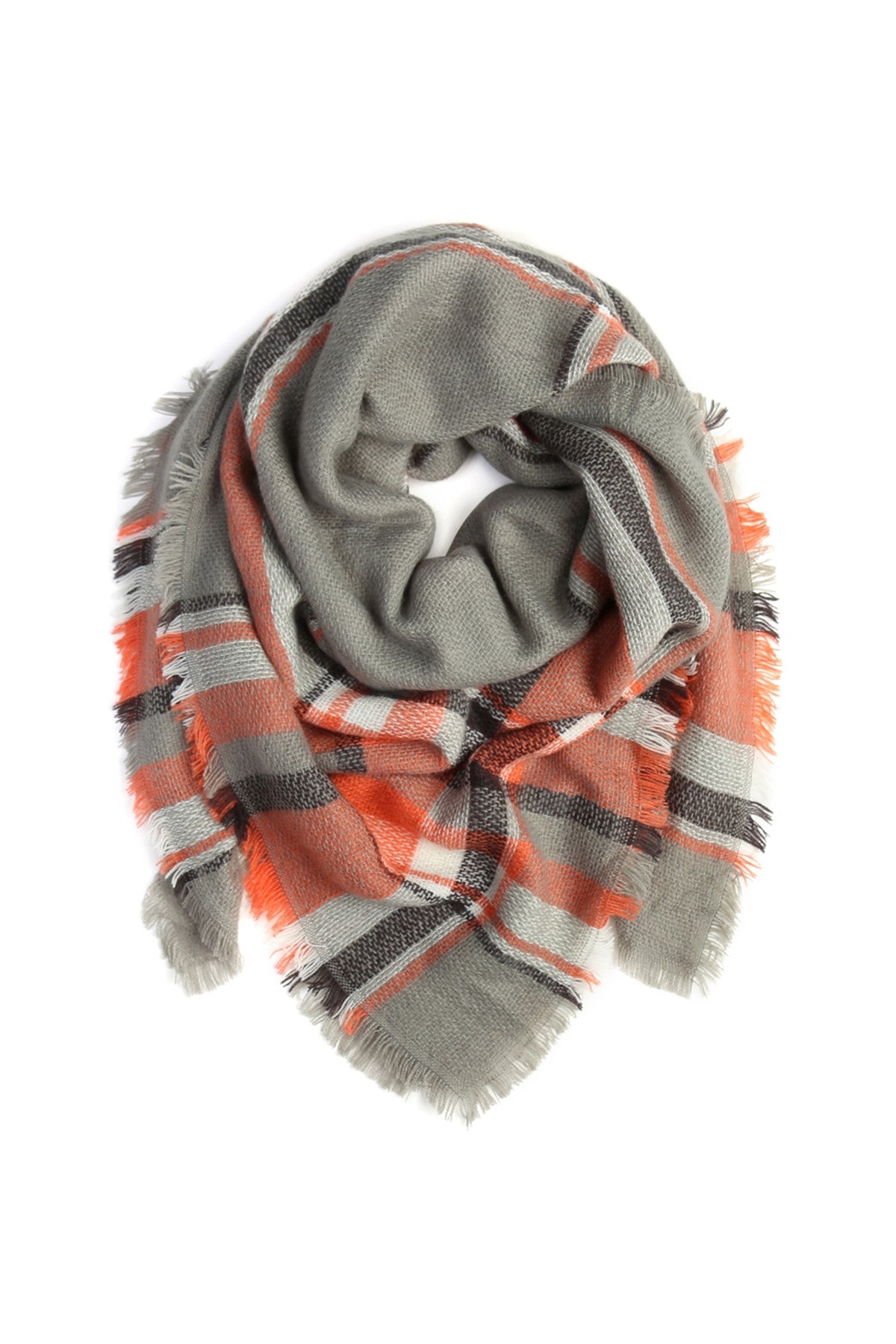 Gray Blanket Fringed Scarf