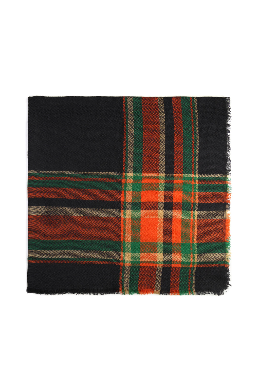 Black tartan fringed Scarf