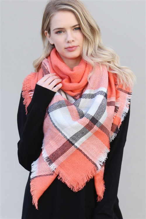 Orange Blanket Fringe Scarf /1PCS
