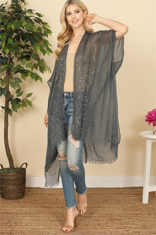 Glittered Fringed Open Cardigan for Summer