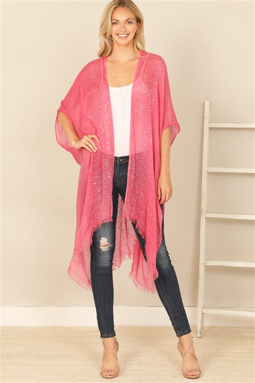 Glittered Fringed Open Cardigan for Summer