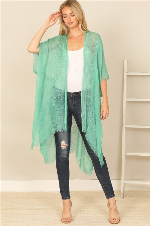 Glittered Fringed Open Cardigan for Summer
