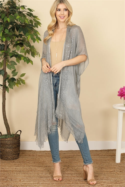 Glittered Fringed Open Cardigan for Summer