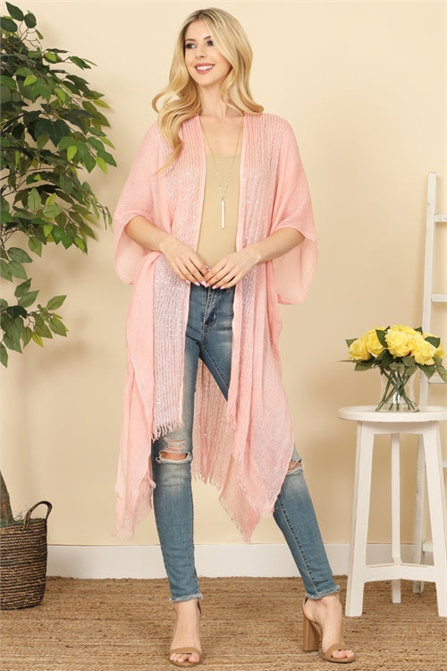 Glittered Fringed Open Cardigan for Summer