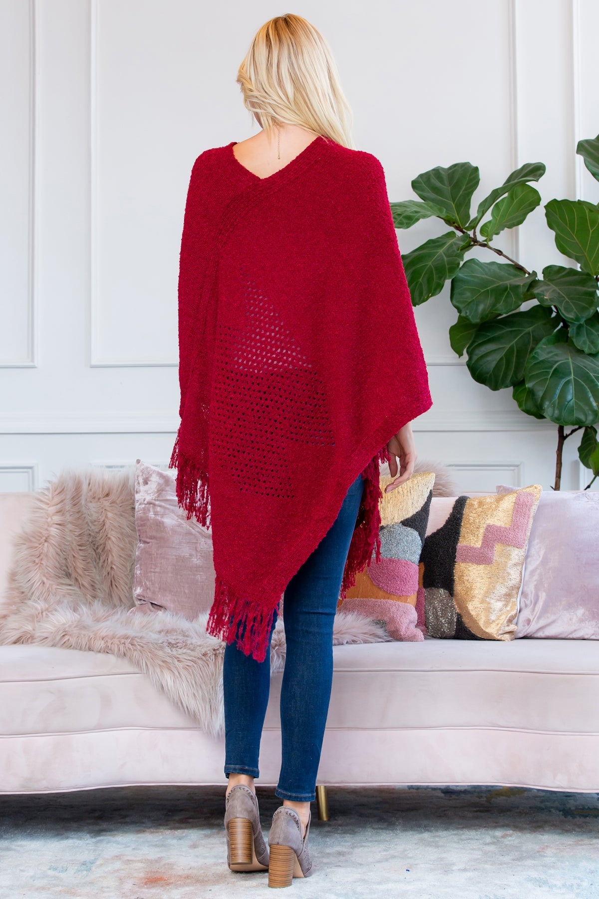 Soft Knit Fringe Poncho