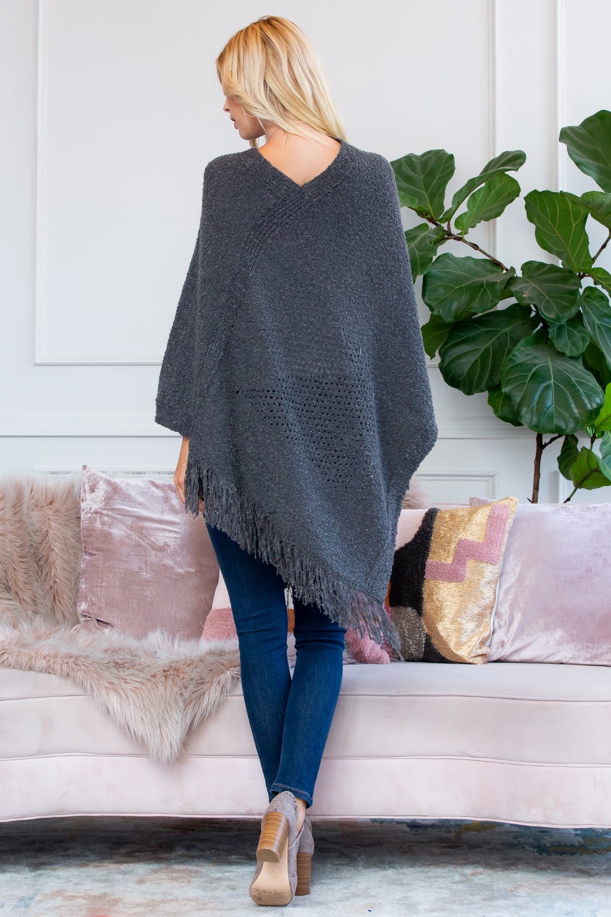Soft Knit Fringe Poncho