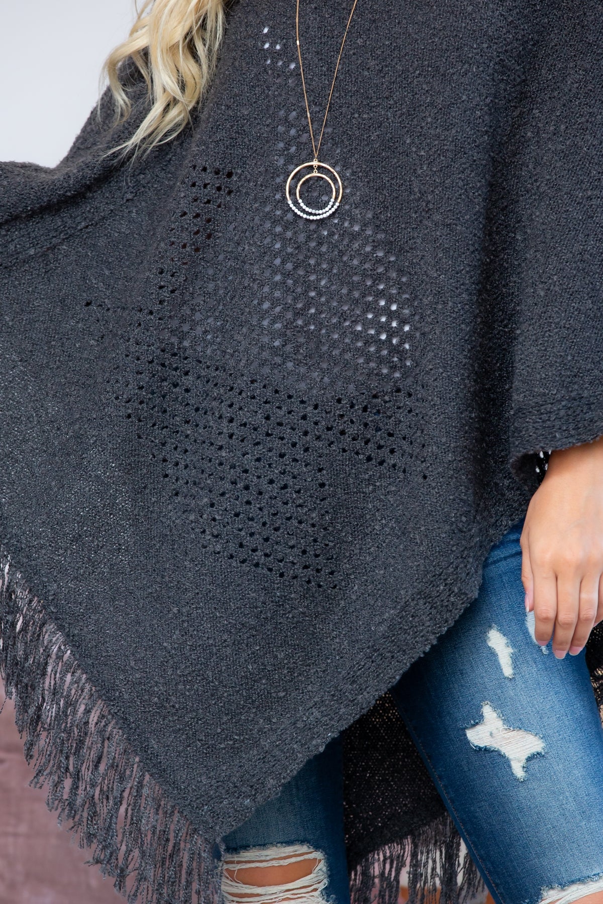 Soft Knit Fringe Poncho