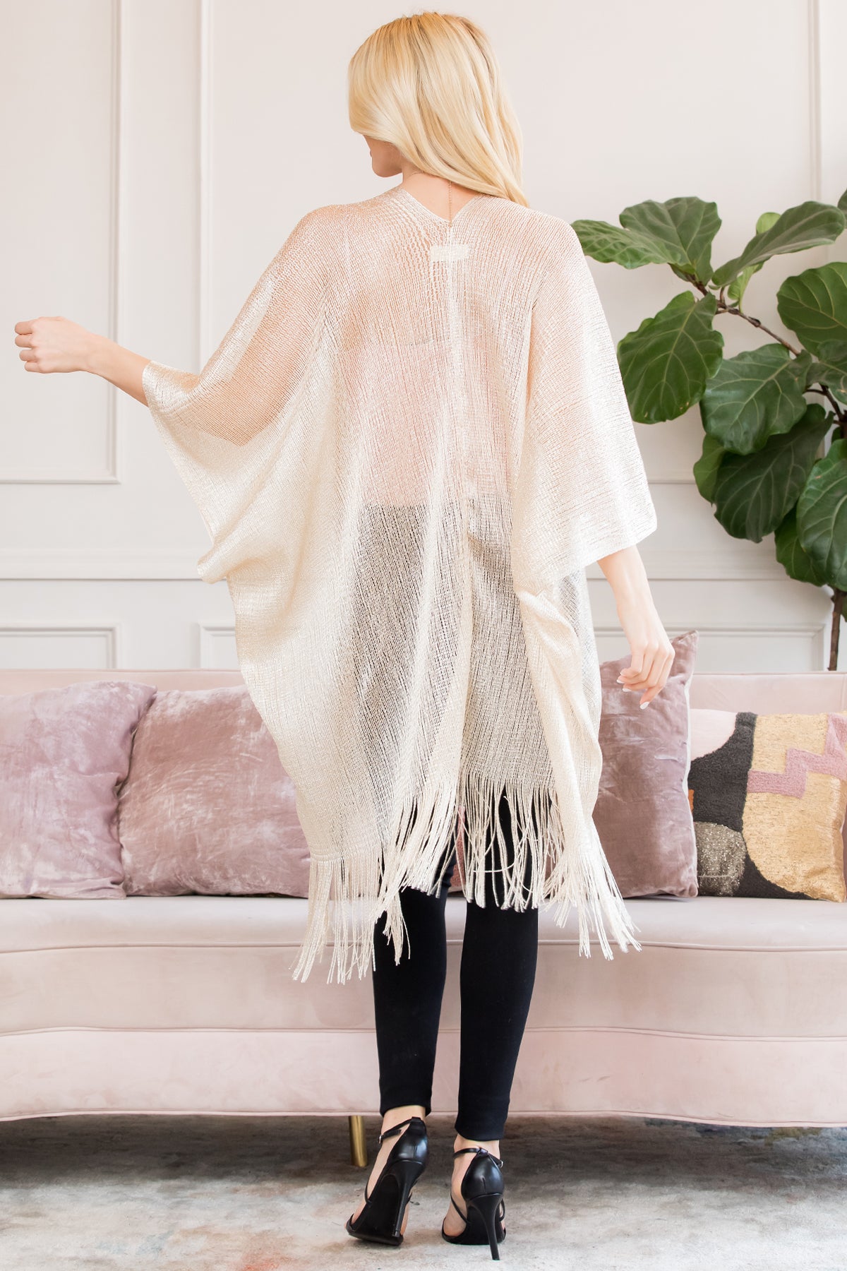 Metallic Colored Tassel Beach Kimono