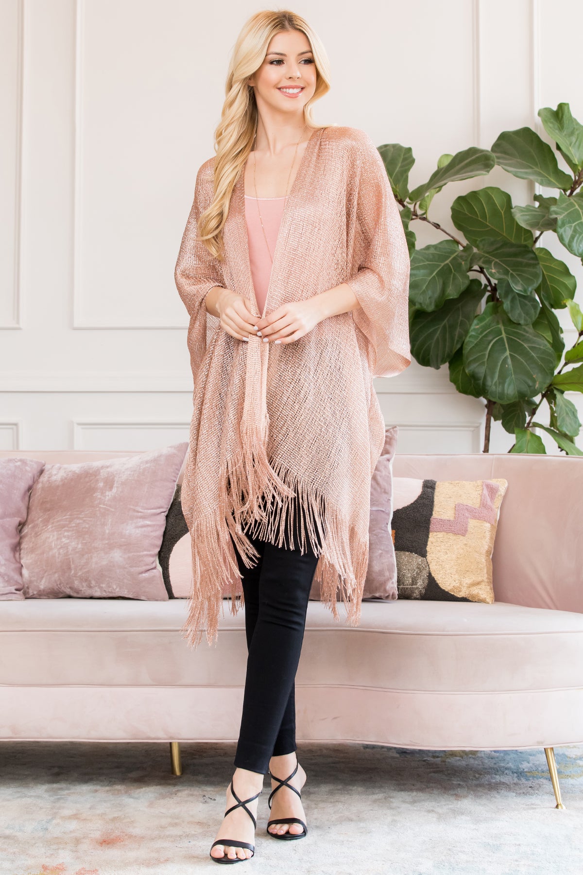Metallic Colored Tassel Beach Kimono