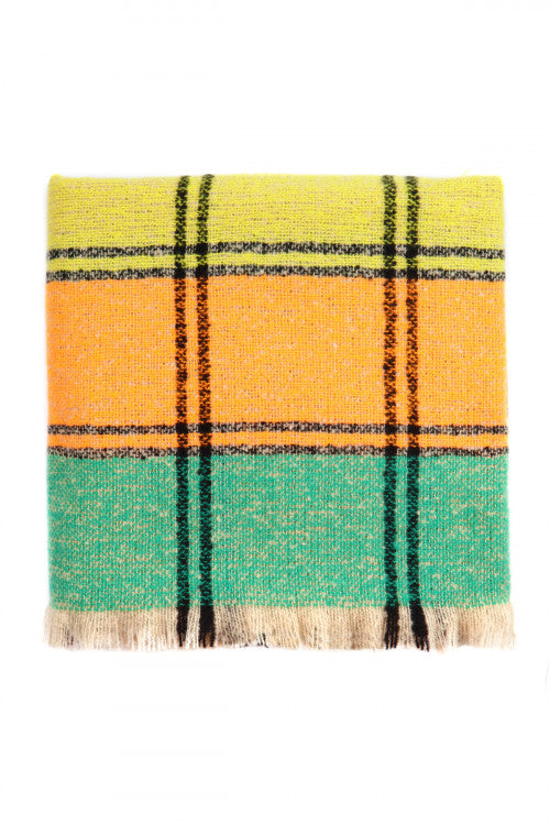 Orange Yellow Brown Multi Color Blanket Fringed Scarf