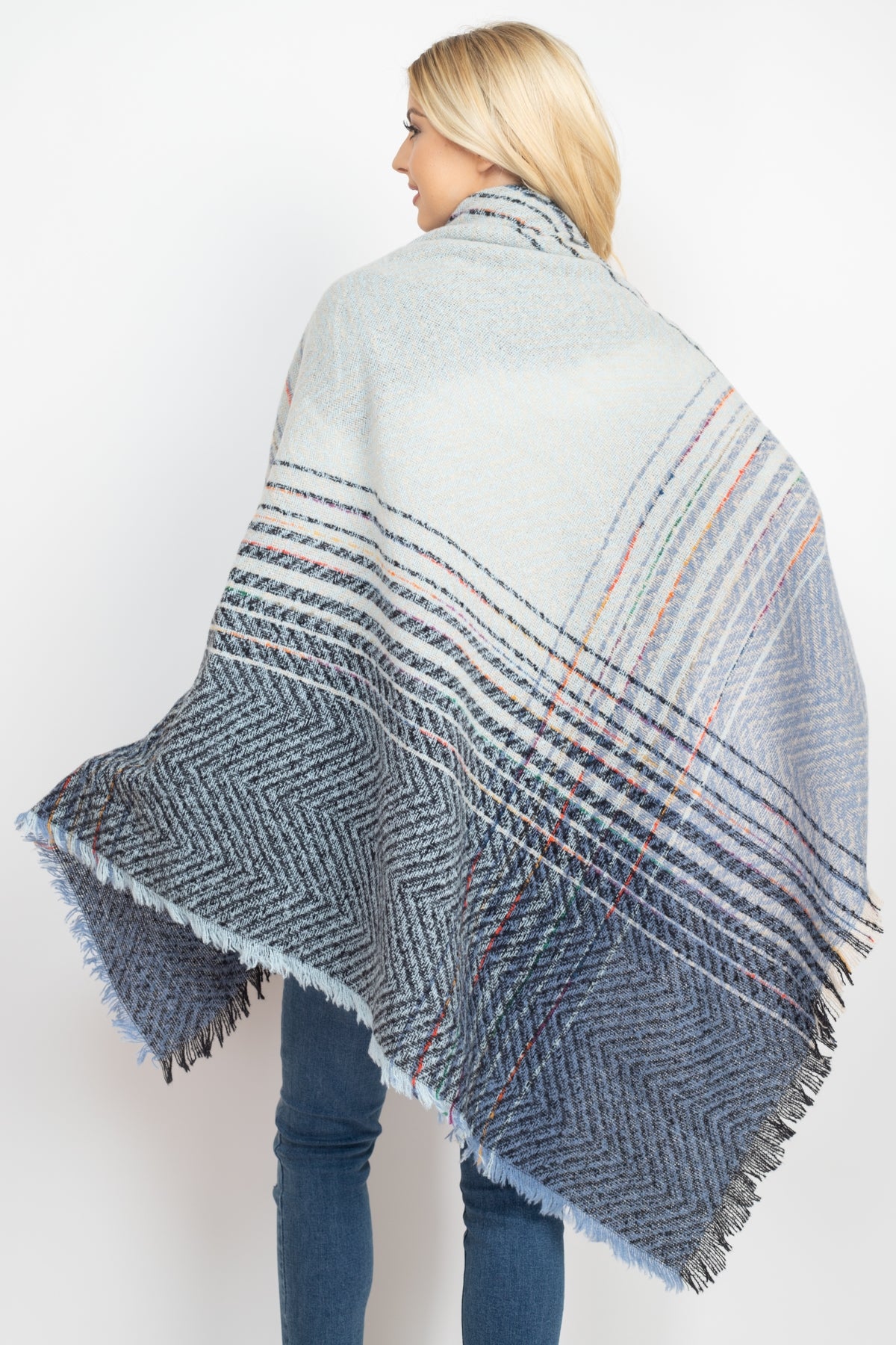 Two Tone Blanket Fringed Scarf / 1PC