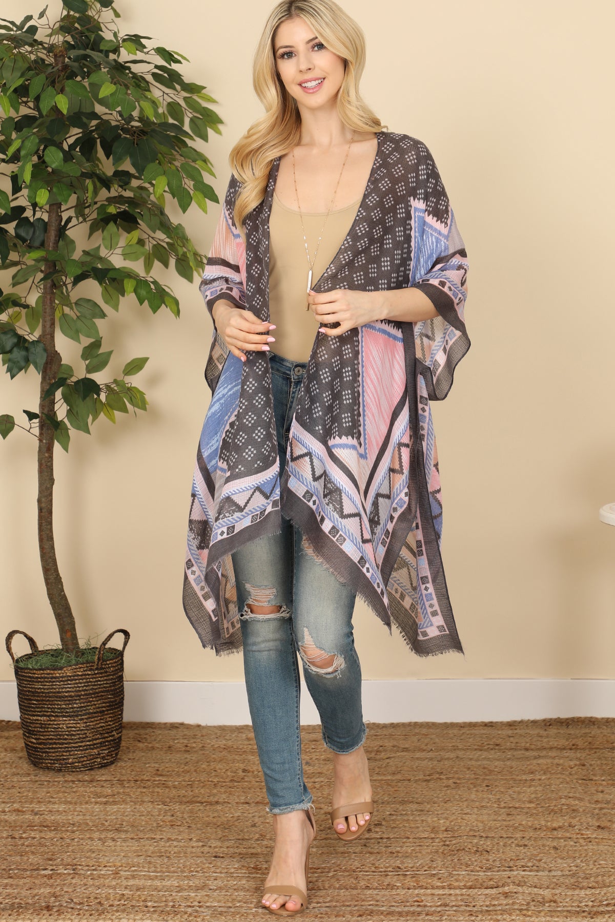 Bohemian Open Front Tassel Kimono