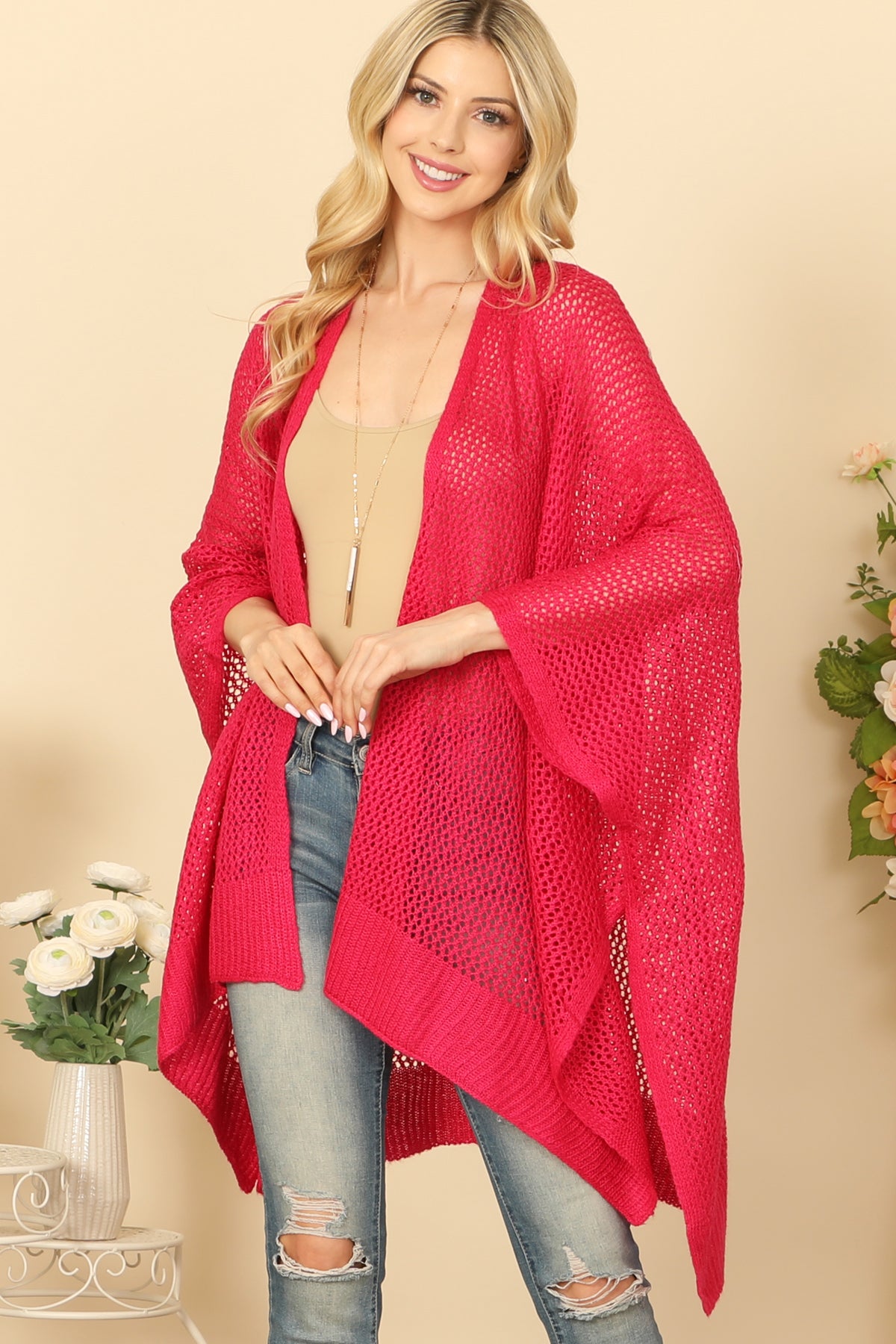Women's Crochet Mesh Kimono Cardigan for Summer