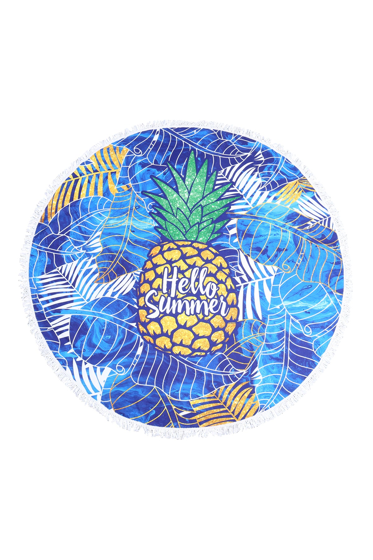 Hello Summer Pineapple Microfiber Tapestry Beach Towel