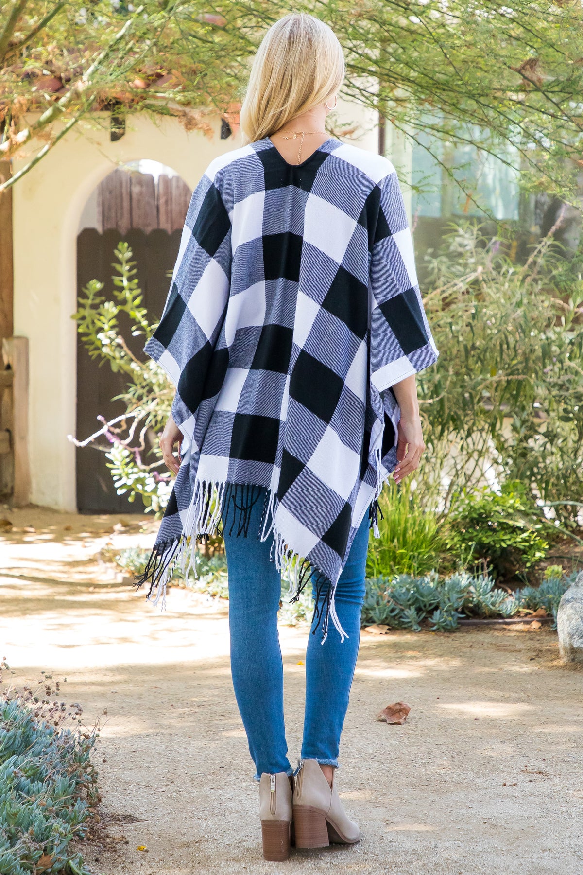 Winter Warmer Plaid Open Front Fringe Kimono
