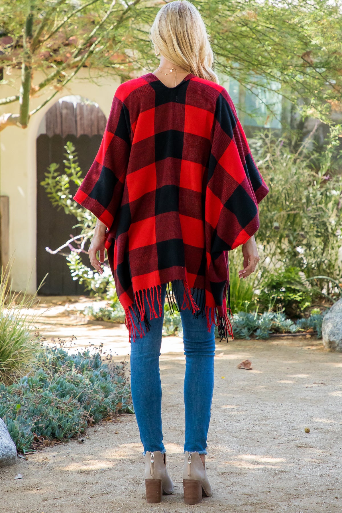 Winter Warmer Plaid Open Front Fringe Kimono