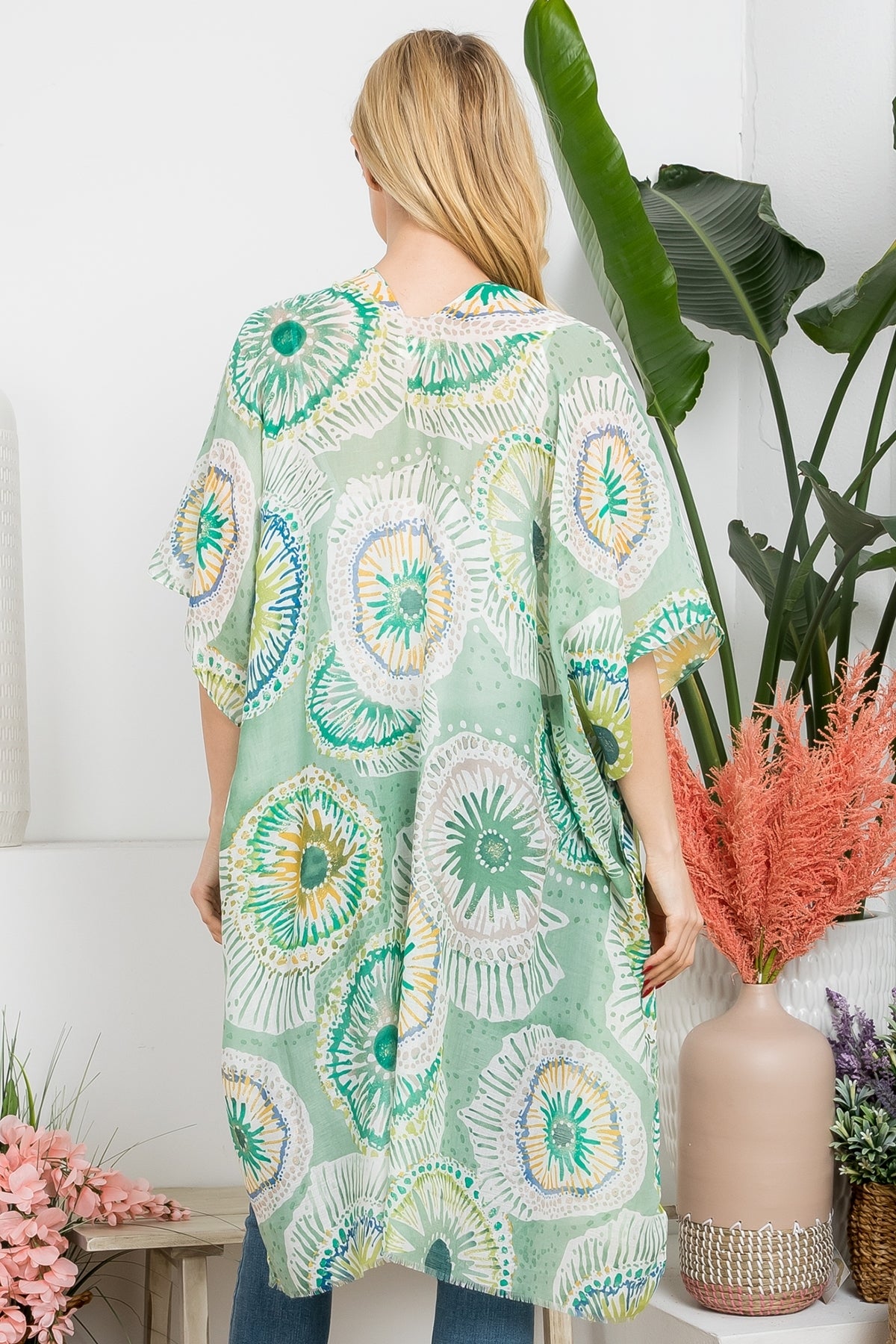 Bohol Slice Fruit Print Open Front Kimono