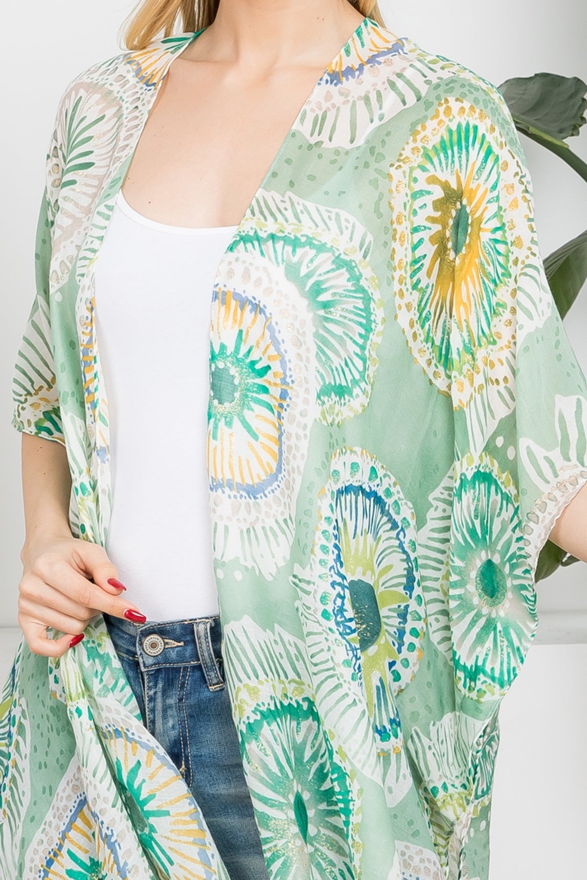 Bohol Slice Fruit Print Open Front Kimono
