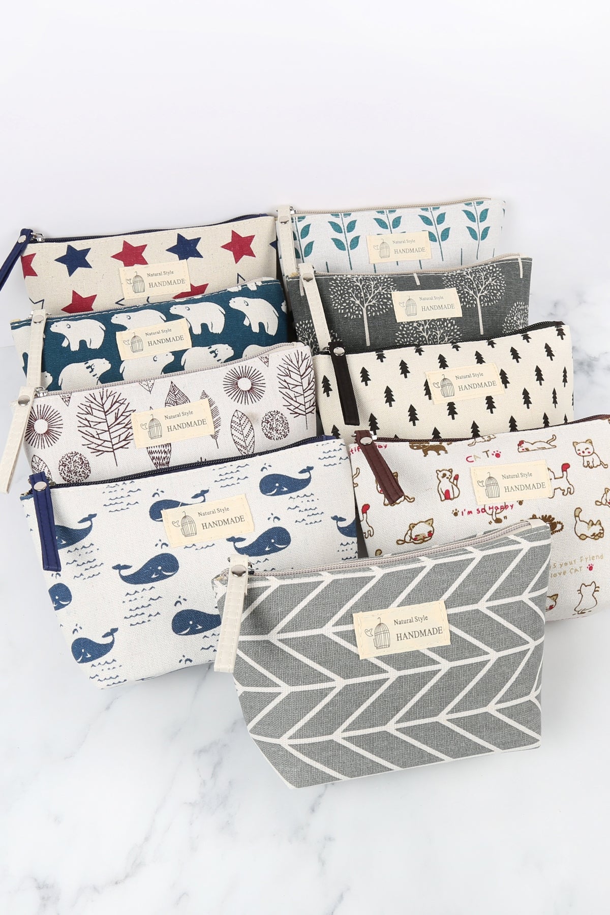 Leaf Printed Cosmetic Bag
