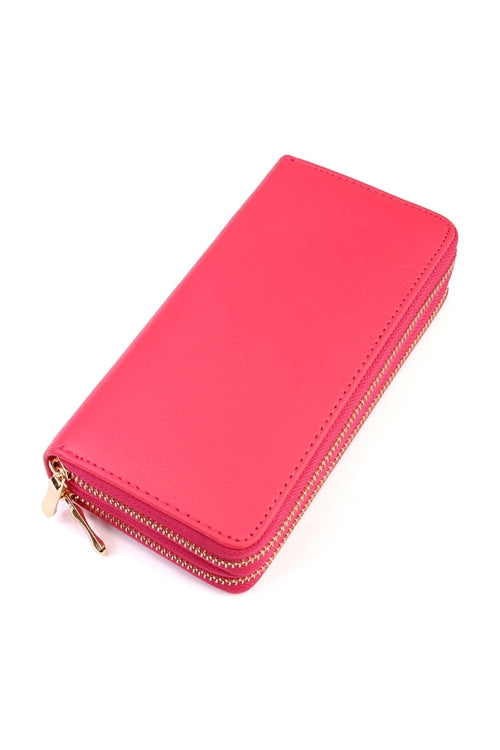 Natural Double Zipper Wallet