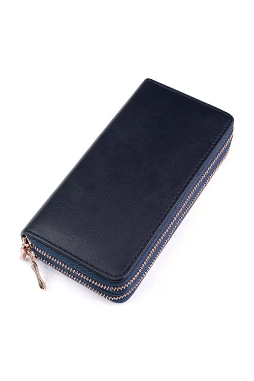 Natural Double Zipper Wallet