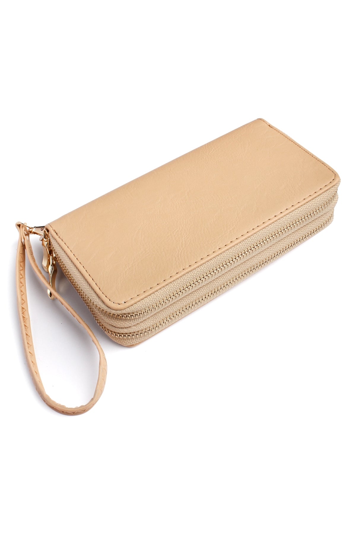 Natural Double Zipper Wallet