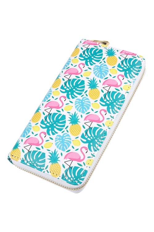 Flamingo Pineapple Print Zipper Wallet / 1PC