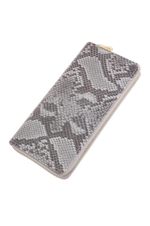 White Python Skin Printed Single Zipper Wallet / 1PC