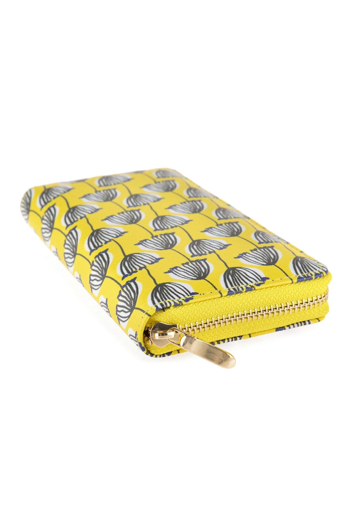 Line Flower Printed Zipper Wallet