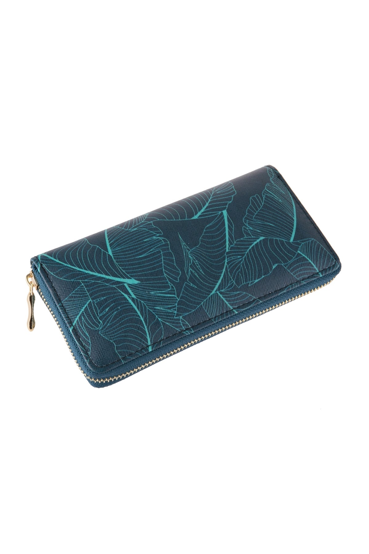 Neon Line Botanical Printed Zipper Wallet