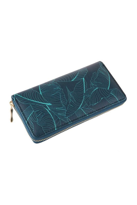 Neon Line Botanical Printed Zipper Wallet