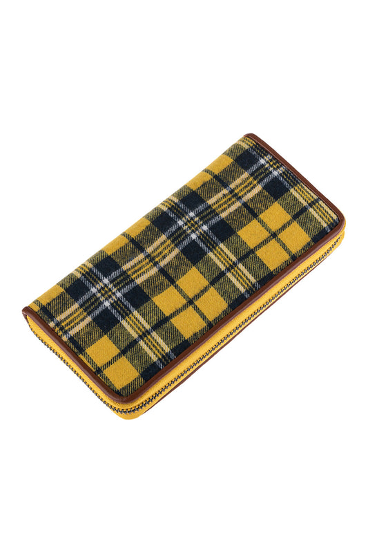 Yellow Plaid Single Zippered Wallet