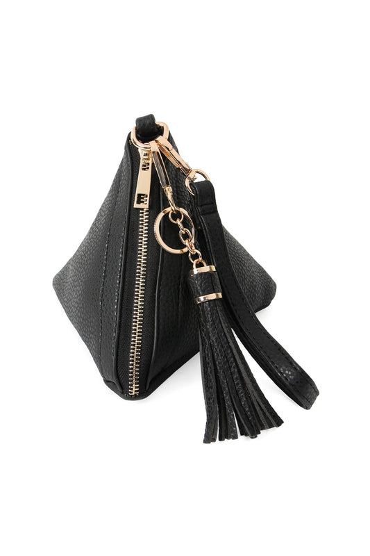 Pyramid Shape Leather Wristlet Bag