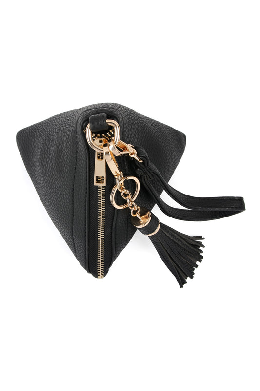 Pyramid Shape Leather Wristlet Bag