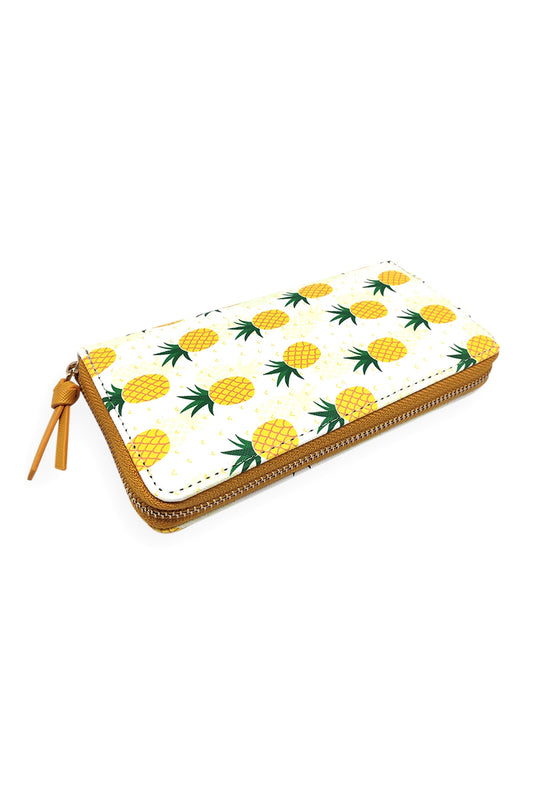 Pineapple Print Zipper Wallet / 6PCS