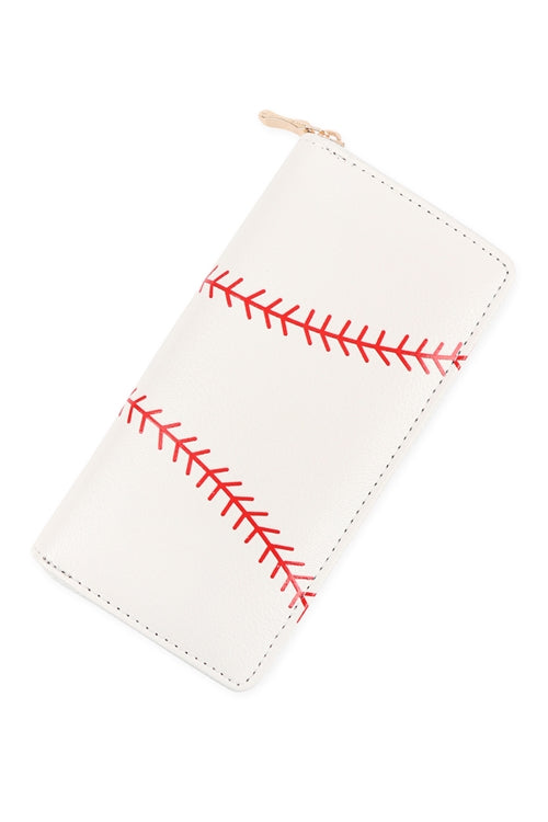 Sports Zipper Leather Wallet - Baseball