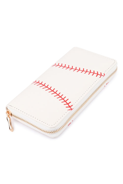 Sports Zipper Leather Wallet - Baseball