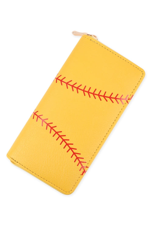Sports Zipper Leather Wallet - Softball
