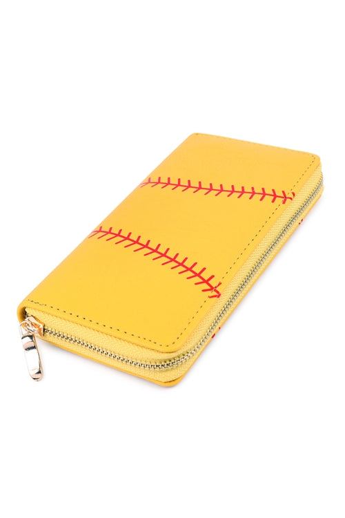 Sports Zipper Leather Wallet - Softball